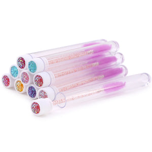 10-Pack Pink Eyelash & Brow Spoolie Brushes: Reusable for Extensions & Mascara