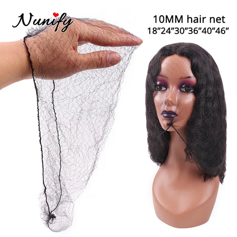 Black Hair Nets 100pcs Invisible Elastic Edge Mesh for Wigs, Dress-up, Hair Bundles, Frontal Closure