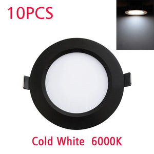 10-Pack LED Downlight Waterproof IP65 Black Shell 5W-18W Cold/Warm/Natural White Spot Lamp 220V/230V Indoor Lighting