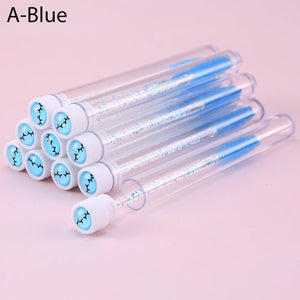 10-Pack Pink Eyelash & Brow Spoolie Brushes: Reusable for Extensions & Mascara