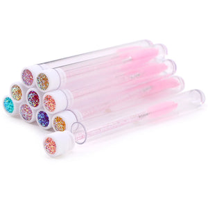 10-Pack Pink Eyelash & Brow Spoolie Brushes: Reusable for Extensions & Mascara