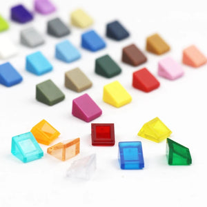 100pcs Colorful 1x1x2/3 Slope Bricks Set - DIY Building Blocks Toy for Kids