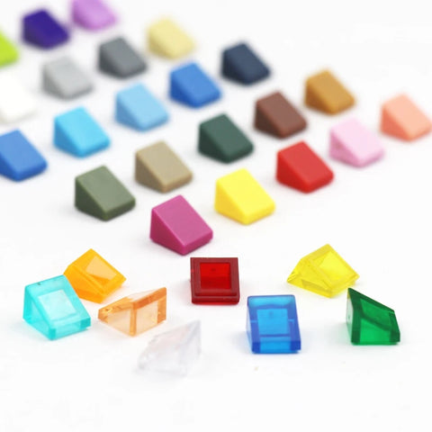 100pcs Colorful 1x1x2/3 Slope Bricks Set - DIY Building Blocks Toy for Kids