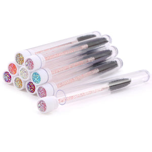 10-Pack Pink Eyelash & Brow Spoolie Brushes: Reusable for Extensions & Mascara