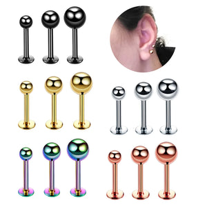 1 Pair Titanium Steel Stud Earrings Small Ball Screws Lip Piercing Body Jewelry for Men