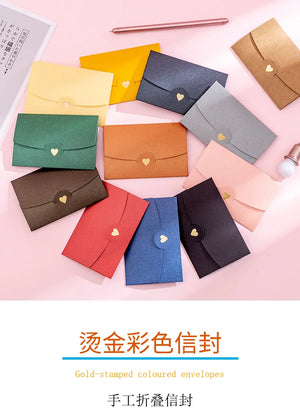 10 Pack Color Retro Bronzing Mini Envelopes 10.5x7cm - Iridescent Paper for Love Letters & Invitations