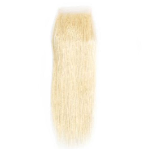 Ash Blonde Silk Top Lace Closure 5x5, Remy Human Hair Extensions, #613, Silk Base with Baby Hair