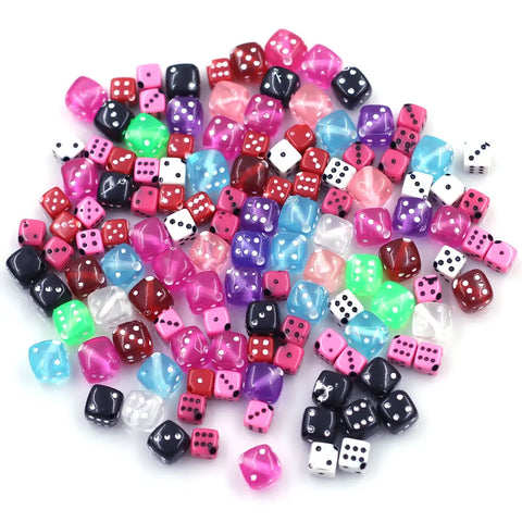 50pcs Colorful Dice Cube Spacer Beads for DIY Jewelry Necklace Bracelet Charms Decoration - 6x6mm 9x9mm Acrylic