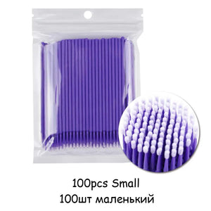100-Pack Disposable Micro Brushes for Eyelash Extensions & Makeup Application