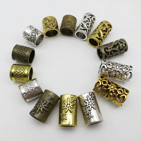 5pcs Large Hole Hair Braid Dreadlock Beard Beads Rings Tubes for Women Men Accessories