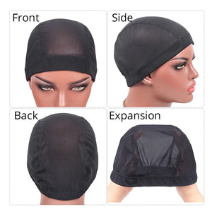 1 Piece Stretch Hairnet Mesh Dome Wig Cap Black Weaving with Elastic Band for Wig Making Sizes S M L