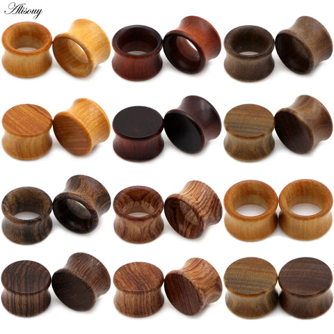 2pcs Wood Ear Plugs Tunnels Gauges Stretcher Unisex Dermal Piercing Jewelry for Women Men