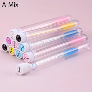10-Pack Pink Eyelash & Brow Spoolie Brushes: Reusable for Extensions & Mascara