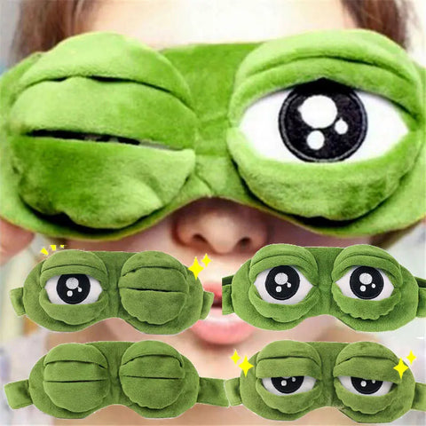 Funny Pepe The Frog Sleep Mask | 3D Plush Cartoon Eye Cover for Travel & Relaxation