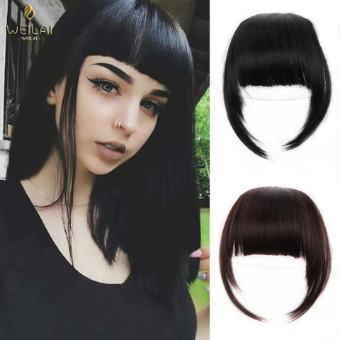 Clip-In Hair Bangs Extension Synthetic Natural Air Bangs Hairpiece Black Brown