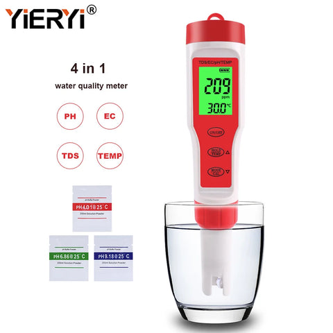 Digital TDS PH Meter Water Quality Tester for Pools, Drinking Water, Aquariums, Temperature EC Monitor