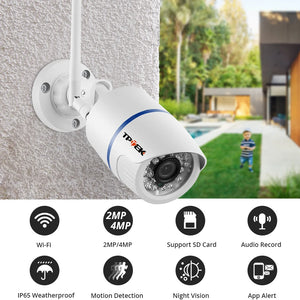 1080p HD Outdoor WiFi IP Camera, Wireless Security Surveillance, Waterproof Bullet Cam, 4MP Video, Home Monitoring