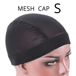 1 Piece Stretch Hairnet Mesh Dome Wig Cap Black Weaving with Elastic Band for Wig Making Sizes S M L