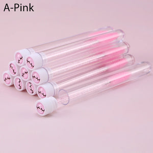 10-Pack Pink Eyelash & Brow Spoolie Brushes: Reusable for Extensions & Mascara