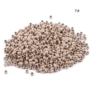1000pcs Nano Ring Hair Extensions Micro Beads 3mm Small Silicone Links Brown