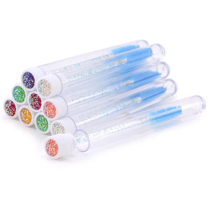 10-Pack Pink Eyelash & Brow Spoolie Brushes: Reusable for Extensions & Mascara