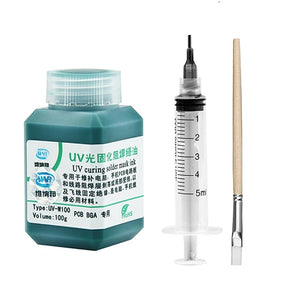 100g Green UV Solder Mask Ink for PCB Circuit Board Protection - Prevent Corrosion & Arcing, SMD Solder Paste Flux
