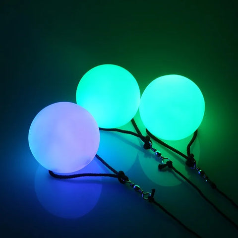 Glow LED Poi Balls for Belly Dance - 2 Pack Stage Performance Hand Props