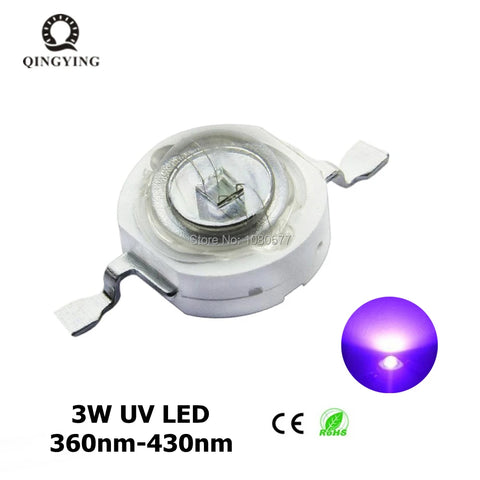 10-100pcs 3W UV High Power LED Light Beads 360-430nm UV Purple LED Chip