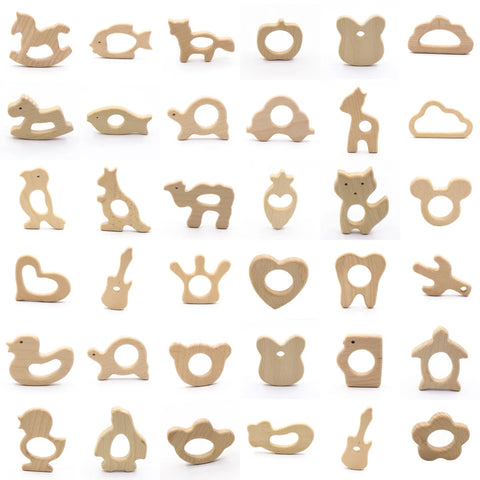 DIY Baby Gym Wood Teether Necklace Pendant - Wooden Tortoise, Koala, Whale, Turtle Teething Toy