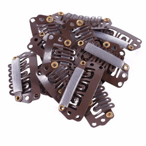 100pcs 28mm U-Shaped Hair Extension Snap Clips with Silicone Back for Wigs & Weave Accessories