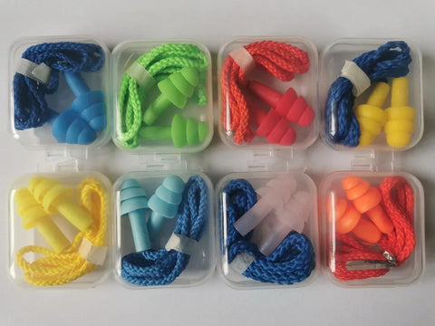 Boxed 4-Piece Soft Silicone Noise Reduction Earplugs with Cotton Rope for Swimming