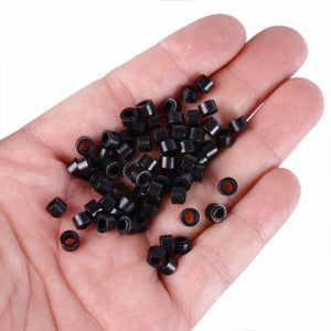 100pcs 5x3mm Silicone Lined Micro Crimp Beads for Hair Extensions Tools