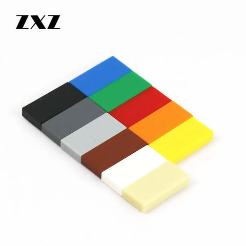 100-Pack 1x2 Flat Tile Bricks Compatible with Major Building Sets