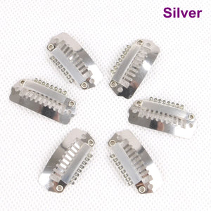 100pcs 28mm Silicone Coated Hair Extension Snap Clips 8-Teeth Stainless Steel, Available in 7 Colors