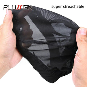 1 Piece Stretch Hairnet Mesh Dome Wig Cap Black Weaving with Elastic Band for Wig Making Sizes S M L