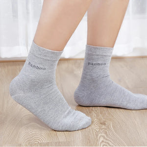 10 Pairs Bamboo Fiber Men's Crew Socks, Casual & Business, Antibacterial, Breathable, High Quality