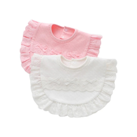 Cute Cotton Baby Bibs - Soft Burp Cloths, Lace Bow Design, Triangle/Round, Perfect for Feeding & Drooling