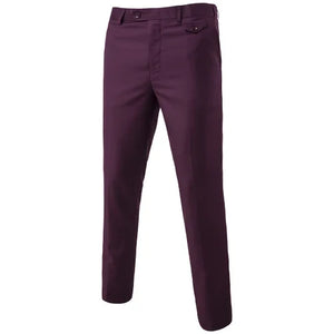 Men's Solid Color Slim Fit Business Pants – Casual Office & Wedding Trousers, Large Size 6XL