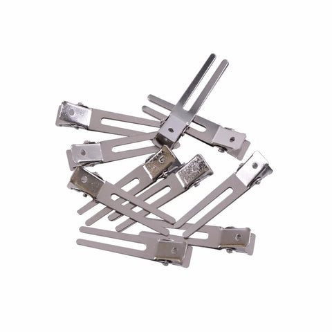 10 Pcs 45mm Double Prong Flat Metal Alligator Hair Clips for DIY Hair Styling Accessories