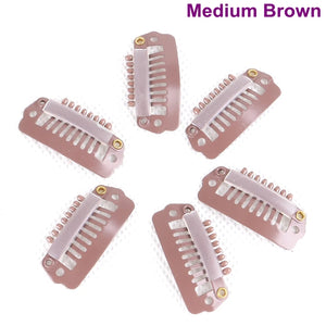 100pcs 28mm Silicone Coated Hair Extension Snap Clips 8-Teeth Stainless Steel, Available in 7 Colors