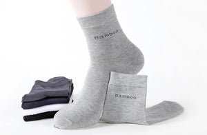 10 Pairs Bamboo Fiber Men's Crew Socks, Casual & Business, Antibacterial, Breathable, High Quality