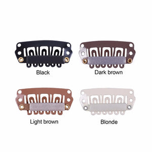 100pcs 28mm U-Shaped Hair Extension Snap Clips with Silicone Back for Wigs & Weave Accessories