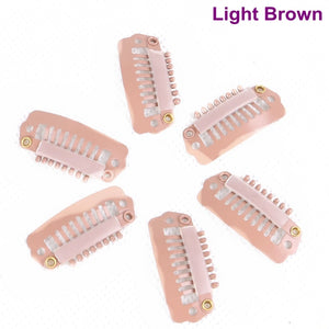 100pcs 28mm Silicone Coated Hair Extension Snap Clips 8-Teeth Stainless Steel, Available in 7 Colors