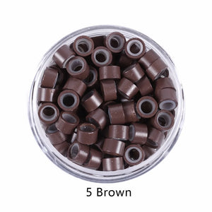 100pcs 5x3mm Silicone Lined Micro Crimp Beads for Hair Extensions Tools