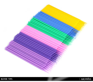 100-Pack Disposable Micro Brushes for Eyelash Extensions & Makeup Application