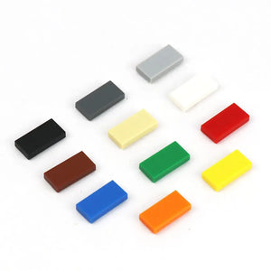 100-Pack 1x2 Flat Tile Bricks Compatible with Major Building Sets