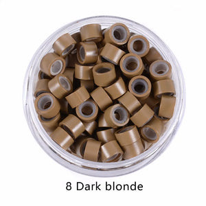 100pcs 5x3mm Silicone Lined Micro Crimp Beads for Hair Extensions Tools