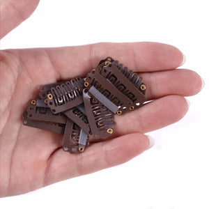 100pcs 28mm U-Shaped Hair Extension Snap Clips with Silicone Back for Wigs & Weave Accessories