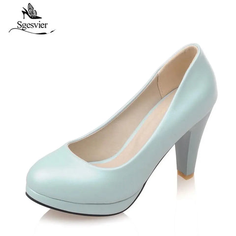 Black White Women's Pumps, High Heels, Thick Heel, Round Toe, Size 32-48, Summer Autumn Fashion Shoes, Ladies B207