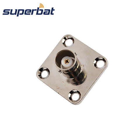 BNC Female Panel Mount RF Coaxial Connector 4-Hole Flange with Solder Cup for Audio Video